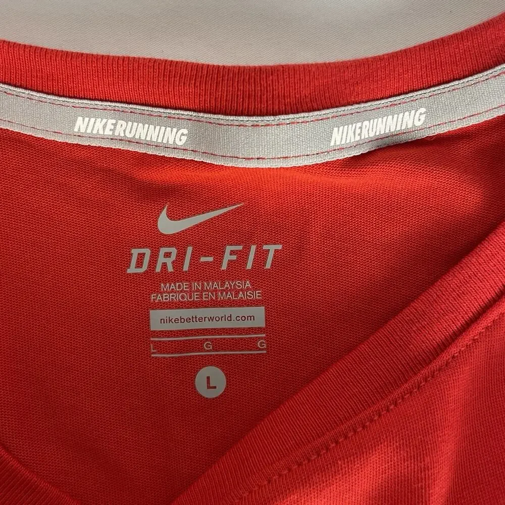 Women’s Red Nike Run Dri Fit Short Sleeve Shirt, Size Large